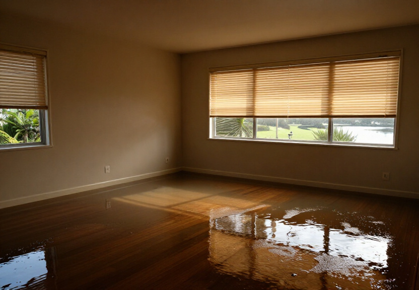 Buckled timber floorboards in a Balmain apartment from water seepage